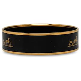 Hermès-Bracelet de costume en émail large Hermes noir-Noir