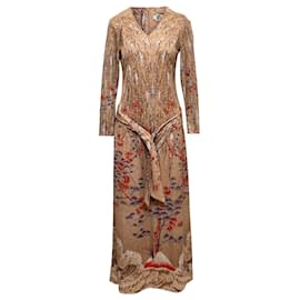 Lanvin-Vintage Beige & Multicolor Lanvin Tree Print Maxi Dress Size US S-Beige