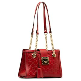 Gucci-Red Gucci Guccissima Padlock Shoulder Bag-Red