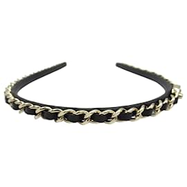 Chanel-Black Chanel CC Turn Lock Chain Link Headband-Black