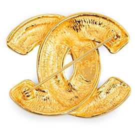 Chanel-Broche matelassée Chanel CC dorée-Doré