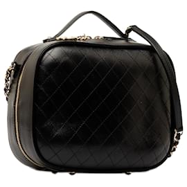 Chanel-Black Chanel Medium Crumpled calf leather Vanity Case-Black