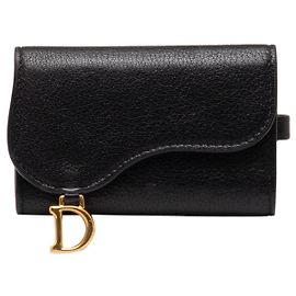 Black Dior Leather Saddle Key Holder Black