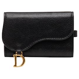 Dior-Porte-clés Saddle en cuir noir Dior-Noir