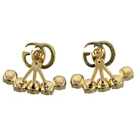 Gucci-Boucles d'oreilles pendantes G doublées de fausses perles dorées Gucci-Doré