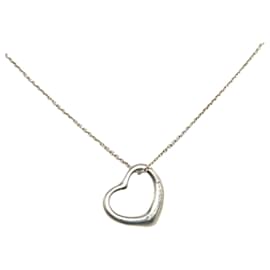 Tiffany & Co-Silver Tiffany Open Heart Pendant Necklace-Silvery