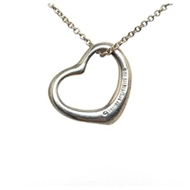 Tiffany & Co-Silver Tiffany Open Heart Pendant Necklace-Silvery