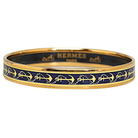 Hermès-Blue Hermes Narrow Enamel Bangle Costume Bracelet-Blue