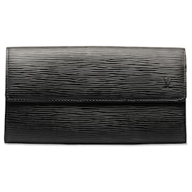 Louis Vuitton-Black Louis Vuitton Epi Sarah Long Wallet-Black