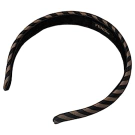Fendi-Brown Fendi Pequin Canvas Headband-Brown