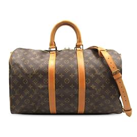 Louis Vuitton-Brown Louis Vuitton Monogram Keepall Bandouliere 45 Travel bag-Brown