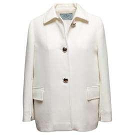 Prada-White Prada Wool Jacket Size IT 42-White