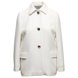 Prada-White Prada Wool Jacket Size IT 42-White