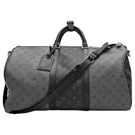 Louis Vuitton-Keepall com logotipo Louis Vuitton preto e cinza 50-Preto