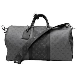 Louis Vuitton-Keepall noir et gris avec logo Louis Vuitton 50-Noir