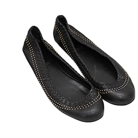 Gucci-Black Gucci Leather Ballet Flats Size 39-Black