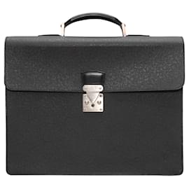 Louis Vuitton-Black Louis Vuitton Leather Briefcase-Black