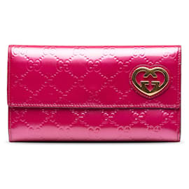 Gucci-Portefeuille long rose Gucci Guccissima Lovely Heart-Rose