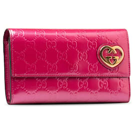 Gucci-Carteira longa rosa Gucci Guccissima Lovely Heart-Rosa