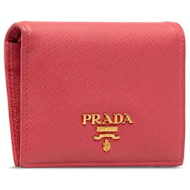 Prada-Carteira Bifold Prada Saffiano Rosa-Rosa