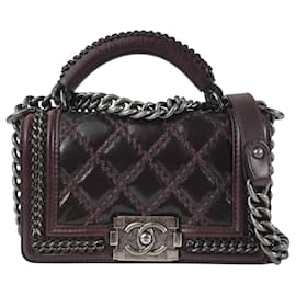 Chanel-Red Chanel Small Calfskin Boy Top Handle Satchel-Red