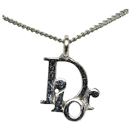 Dior-Silver Dior Logo Charm Necklace-Silvery