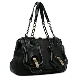 Fendi-Black Fendi Leather B Shoulder Bag-Black