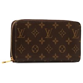 Louis Vuitton-Cartera marrón con cremallera y monograma de Louis Vuitton-Castaño