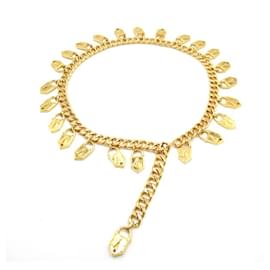 Chanel-Goldener Chanel-Gürtel mit Kettengliedern und Vorhängeschloss-Anhänger-Golden