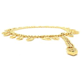 Chanel-Cinturón de eslabones de cadena con dije de candado dorado de Chanel-Dorado