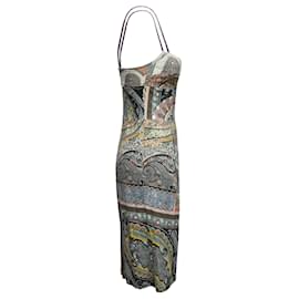 Etro-Mehrfarbiges ärmelloses Kleid mit Paisleymuster von Etro, Größe IT 42-Mehrfarben