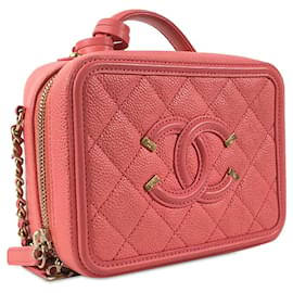 Chanel-Bolsa pequena Chanel Caviar CC filigrana rosa-Rosa