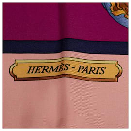 Hermès-Bufanda De Seda Púrpura Hermes Harnais De Cour Bufandas-Púrpura