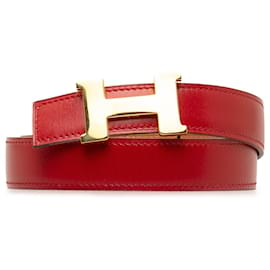 Hermès-Cinturón reversible rojo Hermes Constance-Roja