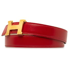 Hermès-Cinturón reversible rojo Hermes Constance-Roja