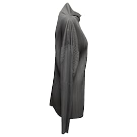 Issey Miyake-Grey Issey Miyake Long Sleeve Plisse Top Size US M-Grey