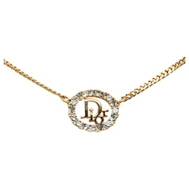 Dior-Goldfarbene Halskette mit Dior-Logo-Strassanhänger-Golden