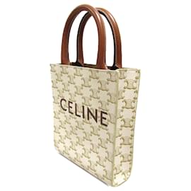 Céline-Bolsa Celine Mini Triomphe Vertical Cabas Branca-Branco