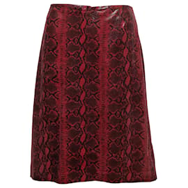 Oscar de la Renta-Red & Black Oscar de la Renta Faux Snakeskin Skirt Size US L-Red
