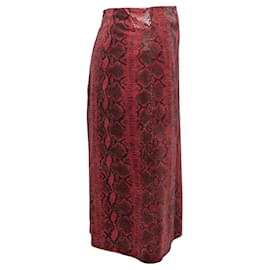 Oscar de la Renta-Falda de piel de serpiente sintética roja y negra de Oscar de la Renta Talla US L-Roja