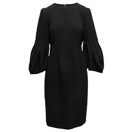 Schwarzes Kleid aus Schurwolle von Carolina Herrera, Größe US 10 Schwarz