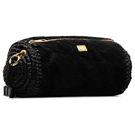 Dolce & Gabbana-Bolso de rafia de terciopelo negro Dolce&Gabbana-Negro