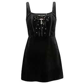 Schwarzes LoveShackFancy Minikleid mit Samtschleife, Größe US  6 Schwarz