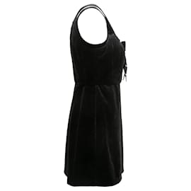 LoveShackFancy-Black LoveShackFancy Velvet Bow Mini Dress Size US 6-Black