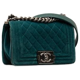 Chanel-Borsa con patta in velluto verde Chanel per ragazzino-Verde