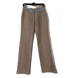 Dolce & Gabbana Leinenhose mit Kristallgürtel Beige
