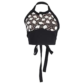 Marni-Marni Halter Knit Crop Top in Black Nylon-Black