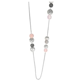 David Yurman-Collana David Yurman Elements con quarzo rosa in argento sterling-Argento,Metallico