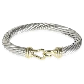 David Yurman-David Yurman Cable Buckle Bracelet in 14k yellow gold/sterling silver-Silvery,Metallic