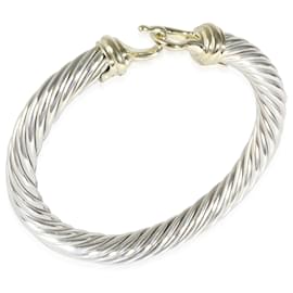 David Yurman-Bracciale con fibbia a cavo David Yurman in 14K oro giallo/argento sterling-Argento,Metallico